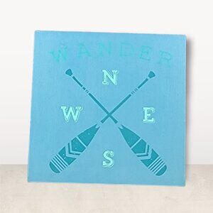 Wander~12x12 ~ Painted Wood Surface, Wall Hanging ~ Blue